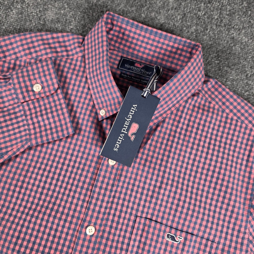 Vineyard Vines Tucker Button Down Shirt Mens L Lobster Reef Slim Fit Gingham NWT